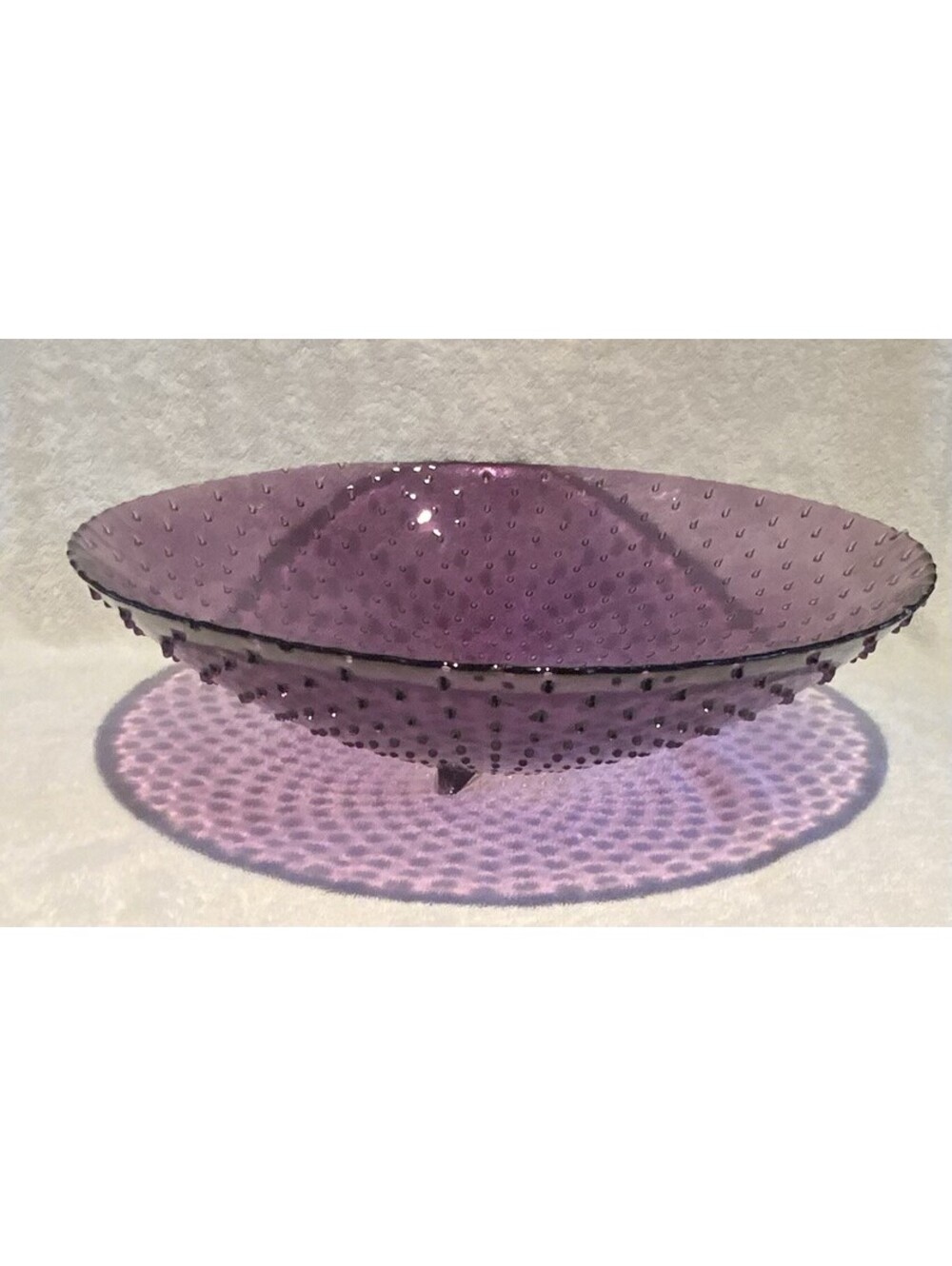 Large Footed Hobnail 15”W Decorative Cranberry Centerpiece Bowl